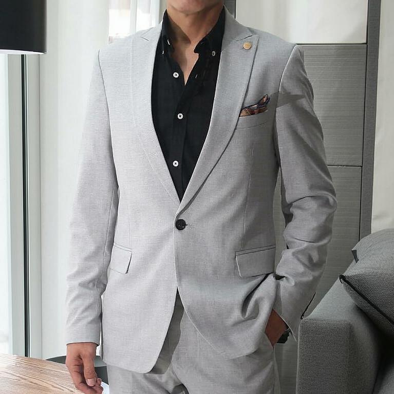 テーラードジャケット ブレザー セットアップスーツ対応 ライトグレー