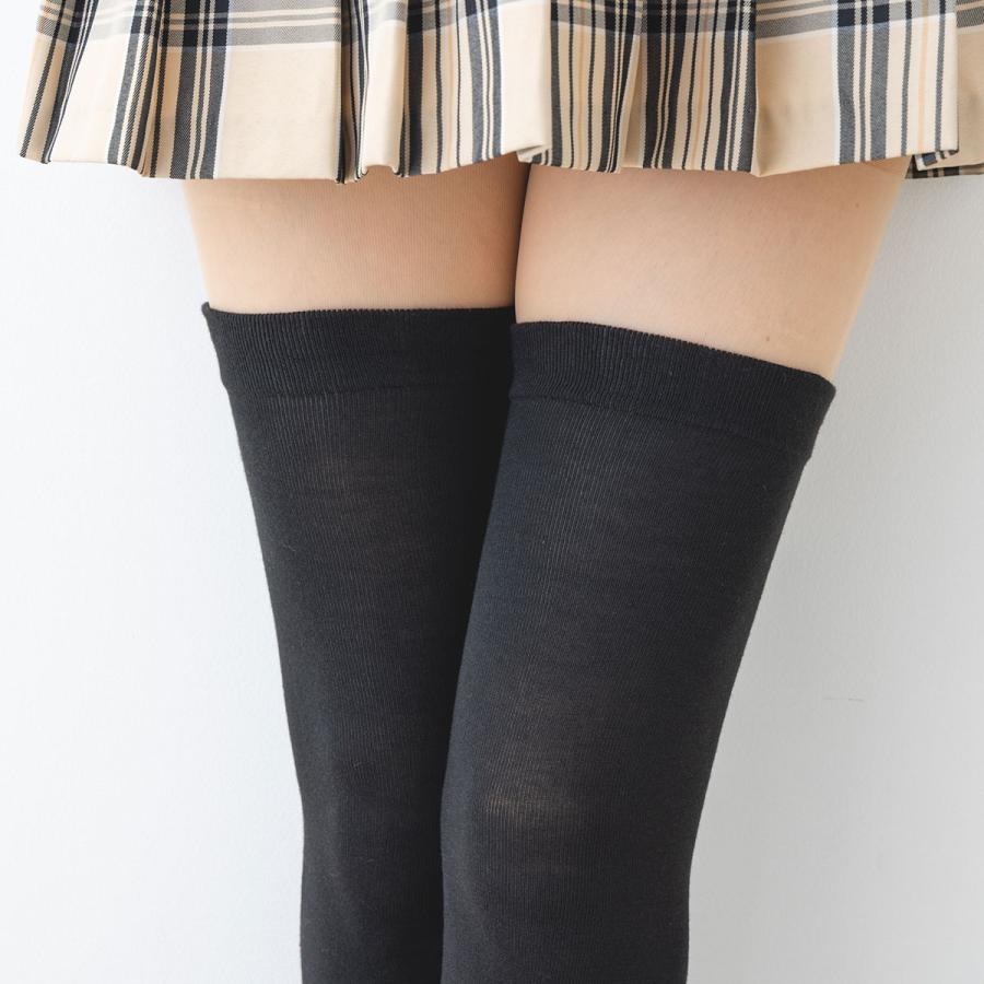 着圧 ニーハイソックス (平無地・60cm丈) ブラック 黒 D1PK : レッグ