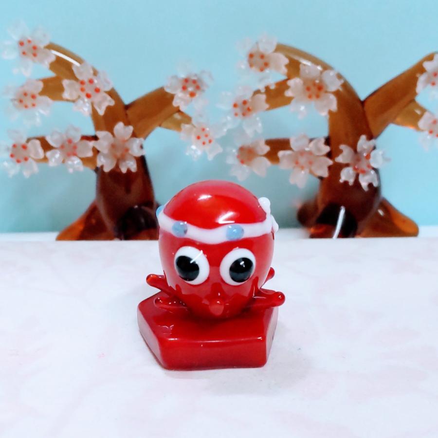 ガラス細工 オクトパス タコ 五角台付 ミニチュア 置物 雑貨 合格