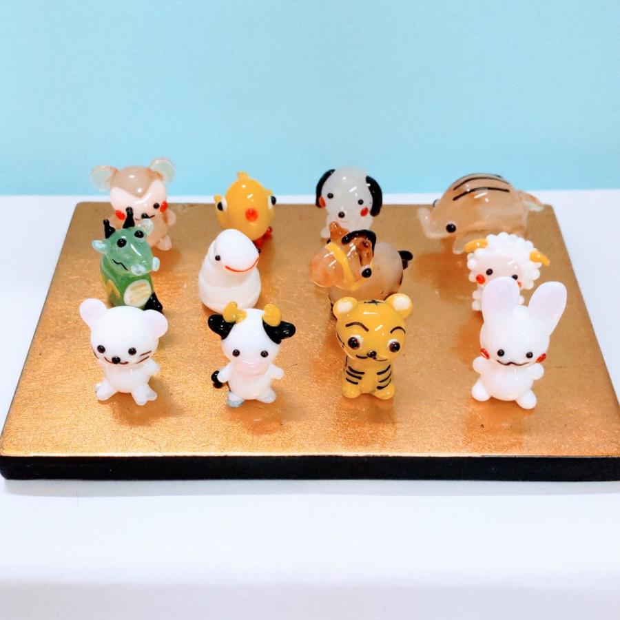 ガラス細工 十二支セット（S) 子供（台付）ミニチュア 置物 雑貨 干支