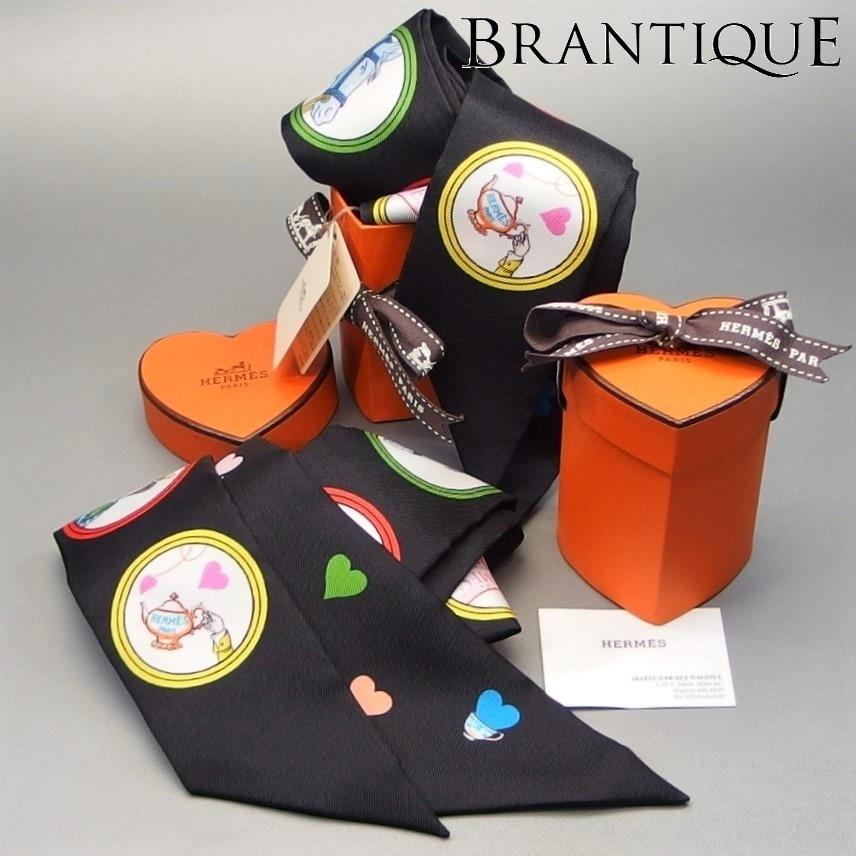 エルメス ツイリー ティータイム ノワール ブラック シルク スカーフ