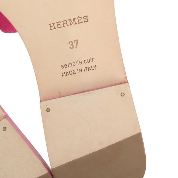 HERMES（エルメス） サンダル オラン シェーブル ベロア ピンク 37