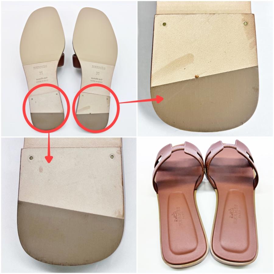 エルメス レザー×パテント 35 サンダル BEG 【公式通販】