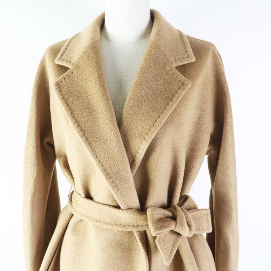 極美品◎マックスマーラ 白タグ キャメル100％ ベルト付 ラップコート