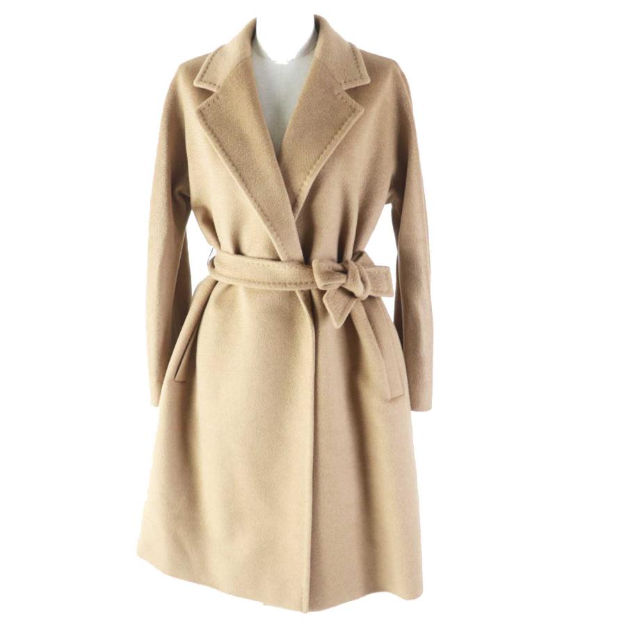極美品◎マックスマーラ 白タグ キャメル100％ ベルト付 ラップコート