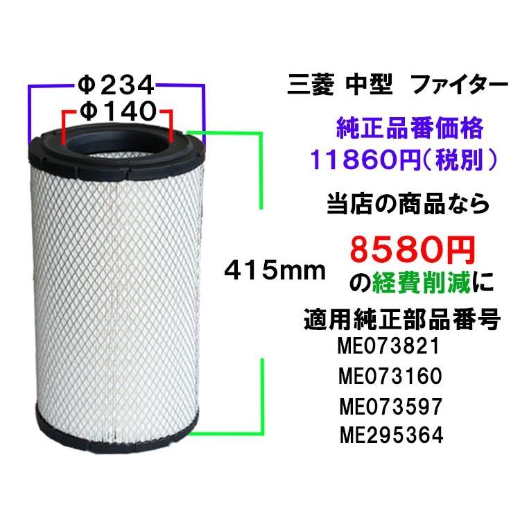 三菱ふそう ファイター エアフィルター ME073821 他 互換品 中型