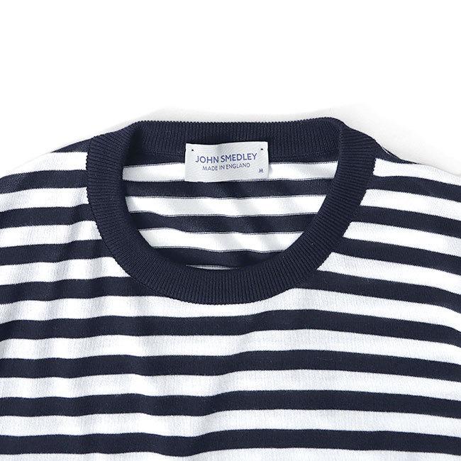 JOHN SMEDLEY ジョンスメドレー 30G ボーダー クルーネック ニットT