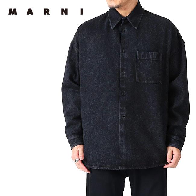 MARNI マルニ ブリーチ デニムシャツ CUJU0061A2 USCV35 黒 ブラック