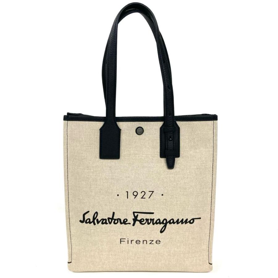 フェラガモ Ferragamo トートバッグ キャンバス レザー 24 0797
