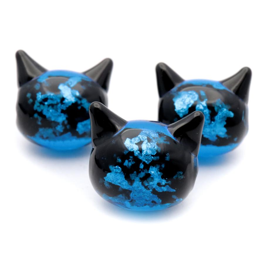 GOLD STONE ホタルガラス ねこ ビーズ 1粒 光る 蓄光 パーツ 猫 ネコ