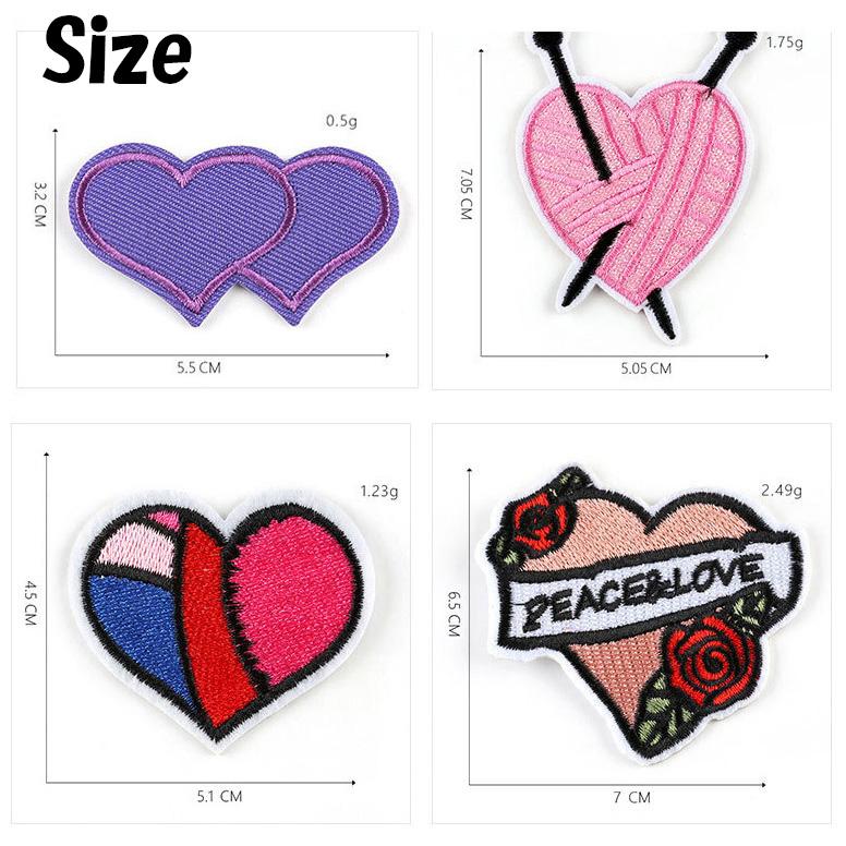 ワッペン アイロン 刺繍 パッチ ハート A 12枚セット アップリケ 補修