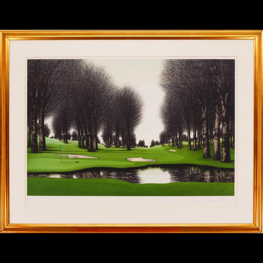 版画】【渡鹿庵】[ジャック・デベルト] 13957 絵画 リトグラフ ゴルフ