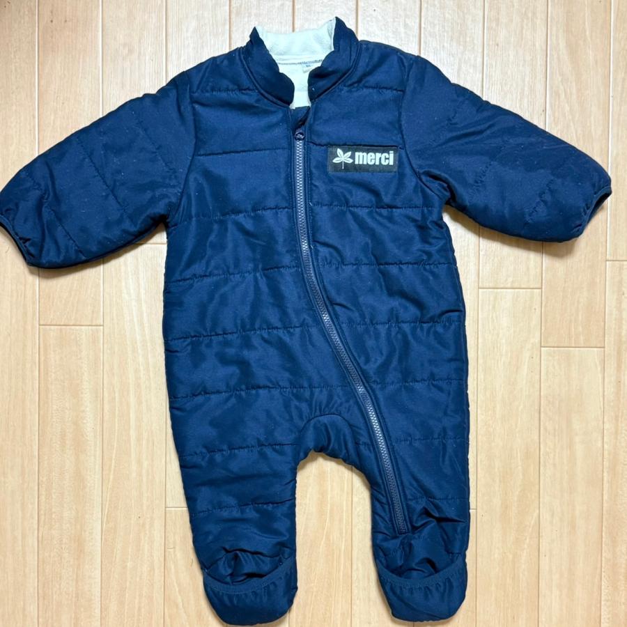 西松屋 merci ジャンプスーツ ベビー 中綿 カバーオール ネイビー