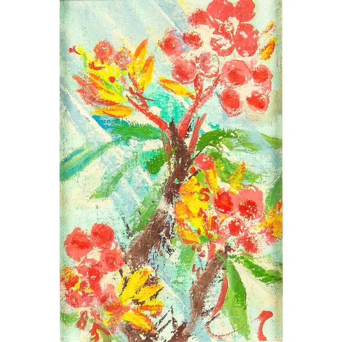 西村計雄 「 花 」 油絵 油彩画 F0 ( 0号 ) 絵画 洋画 肉筆 手描き
