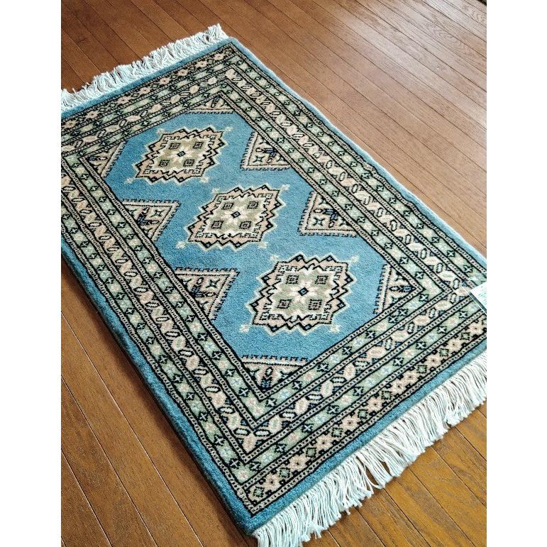 パキスタン絨毯 ウール100％ 手織り絨毯 ムガール 玄関マット 約62