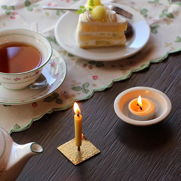 大與 真鍮の燭台 鎚板 角/丸 燭台 ろうそく立て ローソク立て