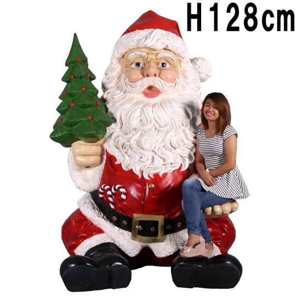 巨大な座るサンタ 大きい サンタクロース フォトスポット FRP オブジェ