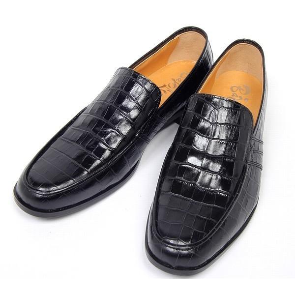 BajoLugo（バジョルゴ） レザーローファー クロコ 型押し ブラック