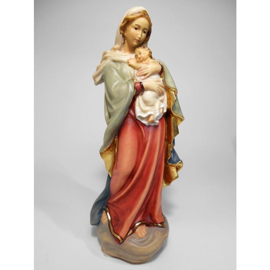 創業100年《レーピ》木彫り 聖母マリア像 15cm「ルネサンス」聖母子像