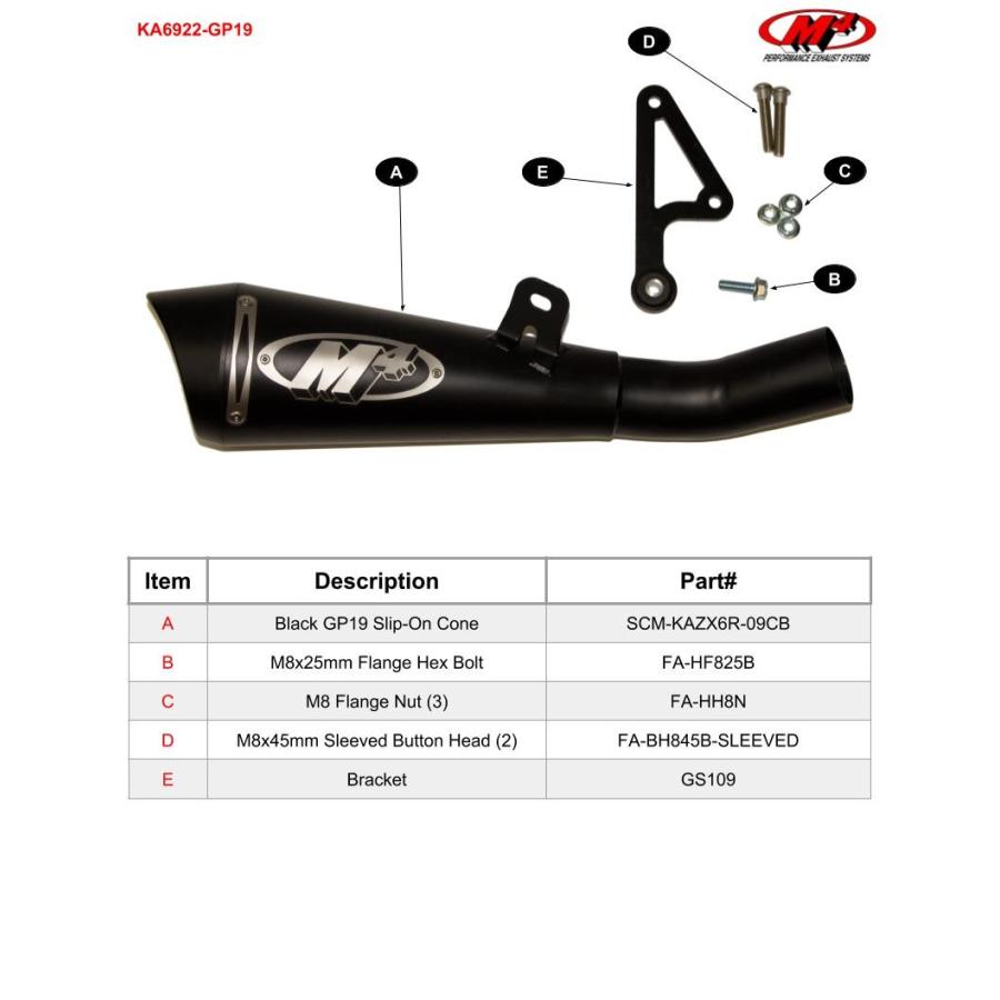 M4 Exhaust ZX-6R 2009-2026 スリップオン GP19 ブラック KA6922-GP19