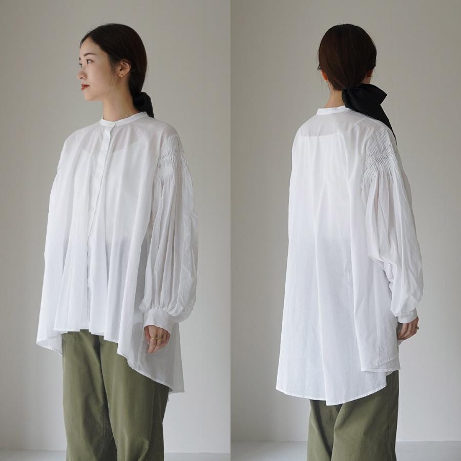 mizuiroind（ミズイロインド） ピンタック パフスリーブ シャツ