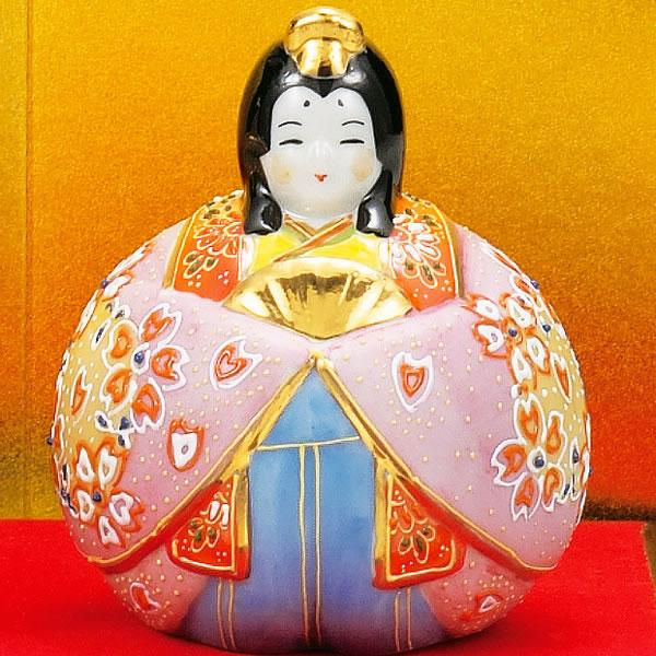 九谷焼 名入れ木札無料 玉雛人形 桜盛 3号 台・敷物・立札・屏風付