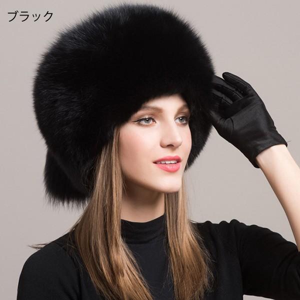 帽子 フォックスファー レディース 毛皮帽子 タッセル リアルファー