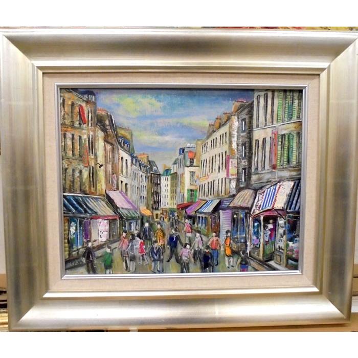 絵画 油絵 小澤勇寿郎 作 パリの街・ムフタール 6号サイズ インテリア