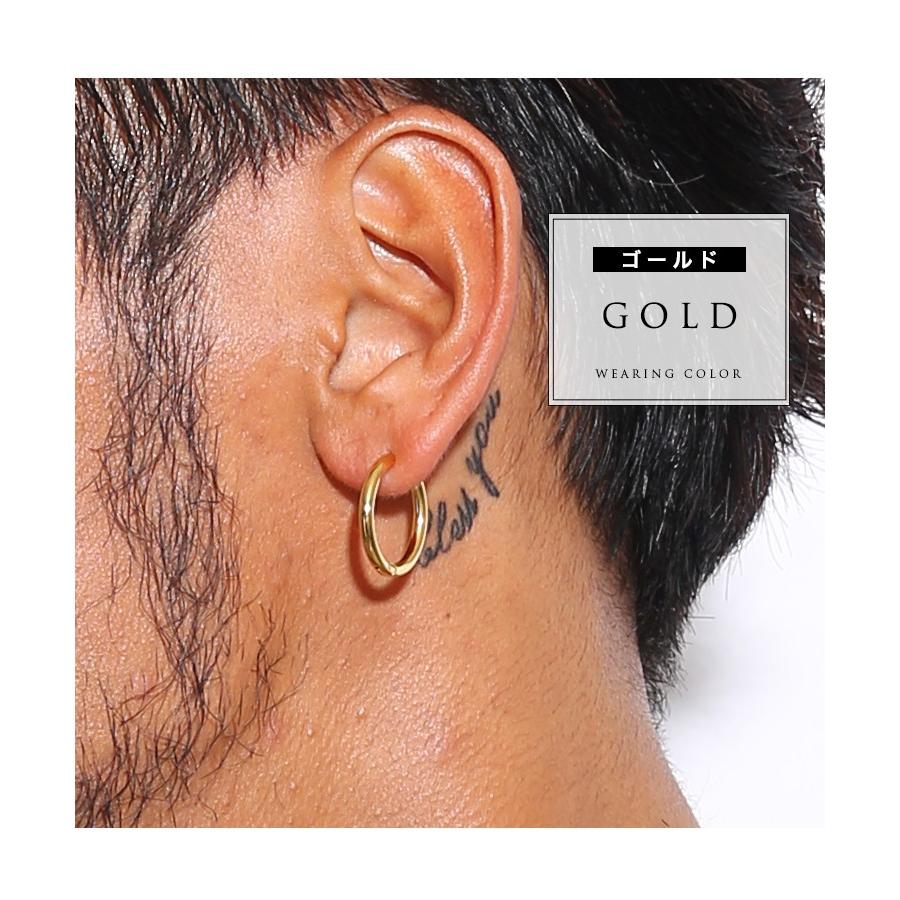 人気 メンズ レディース SBG ゴールド ステンレス フープ ピアス 16mm