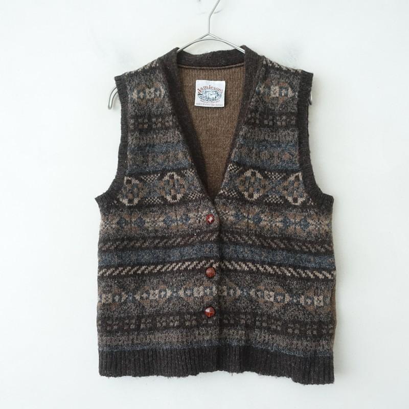 ジャミーソンズ Jamieson's *ウールニットベスト*毛厚手フェアアイル柄