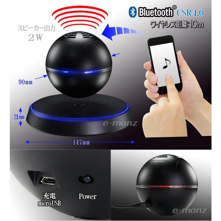 ワイヤレススピーカー 空中浮遊 球体 【 U-Base SC-25 】ブラック 360