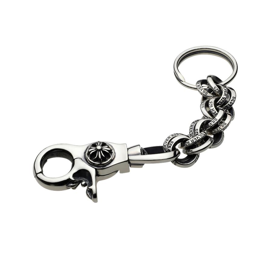 シルバーキーホルダー キーチェーン フレアクロス キーリング付き 丸