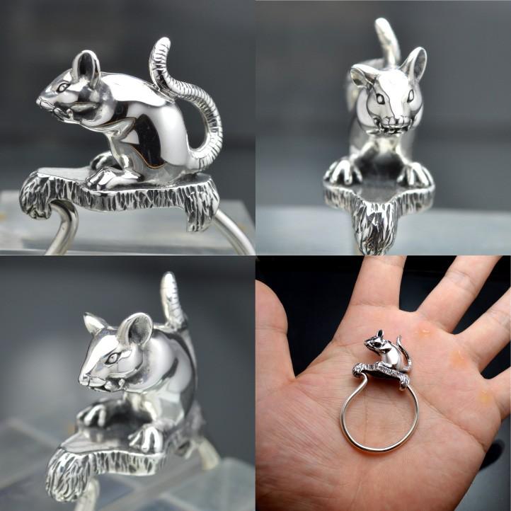 銀のねずみ マウスキーリング シルバー925製 Silver925 (キーホルダー