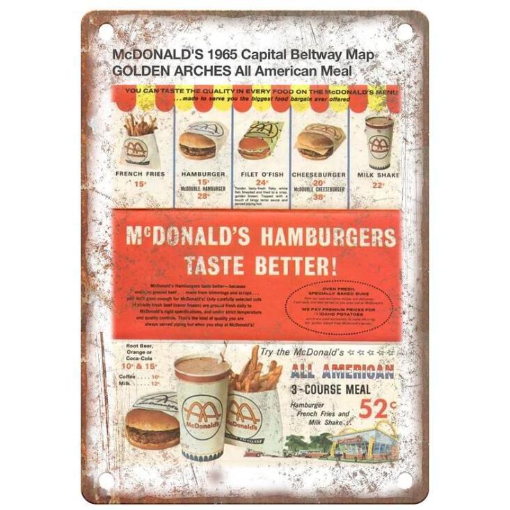 マクドナルド メニュー マック☆メタルサイン レトロ調 アメリカブリキ