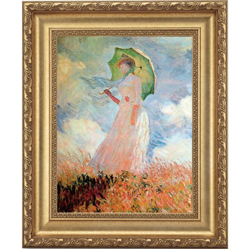 モネ 日傘をさす女 4号 立体複製名画 額付き 壁掛け 有名画家
