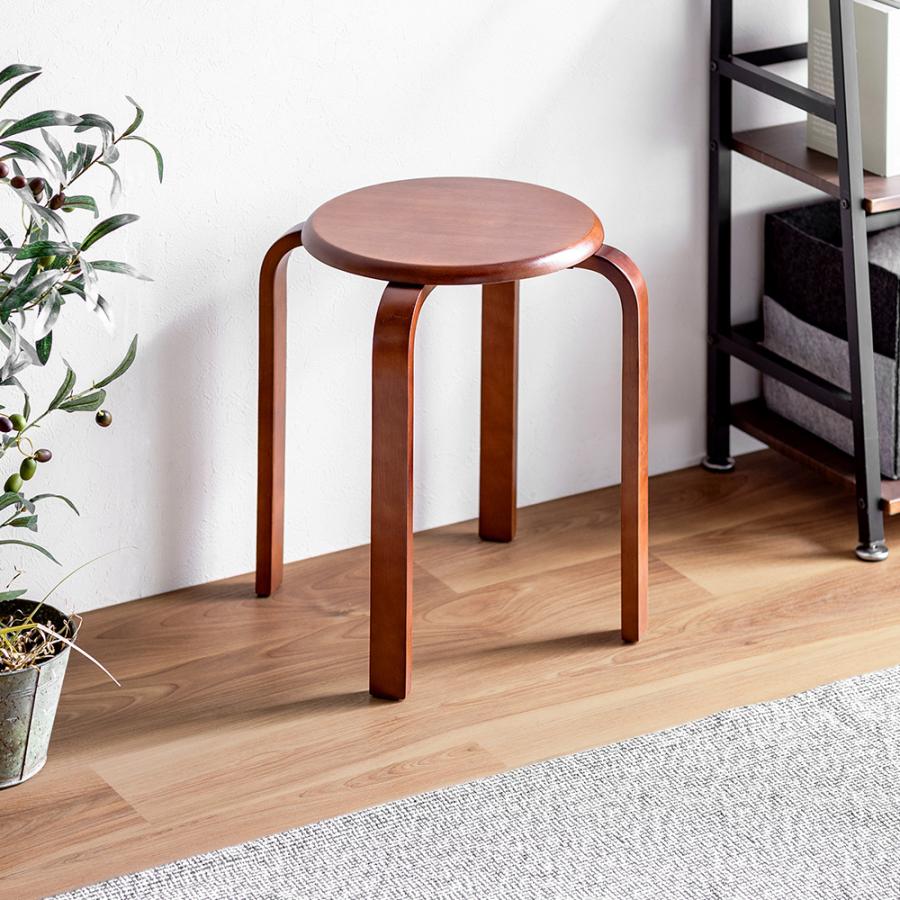 イーサプライ（e-supply） スツール 木製 5脚セット 天然木 丸椅子