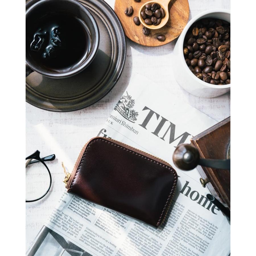 ミニ財布 メンズ コードバン ラウンドファスナー 本革 革 馬革 小さい