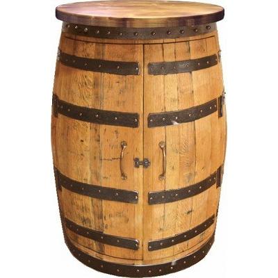 ウイスキー樽テーブル キャビネットタイプ（天板600φ）（ナチュラル