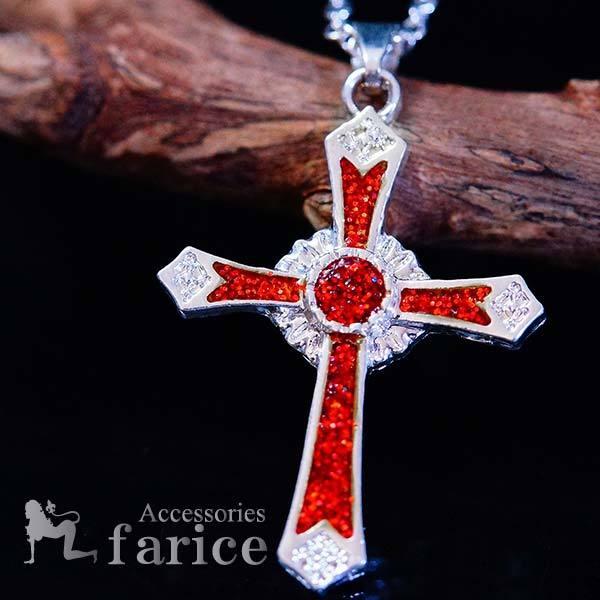 十字架 クロス ケルト ペンダント ネックレス (ブルー/レッド/グリーン