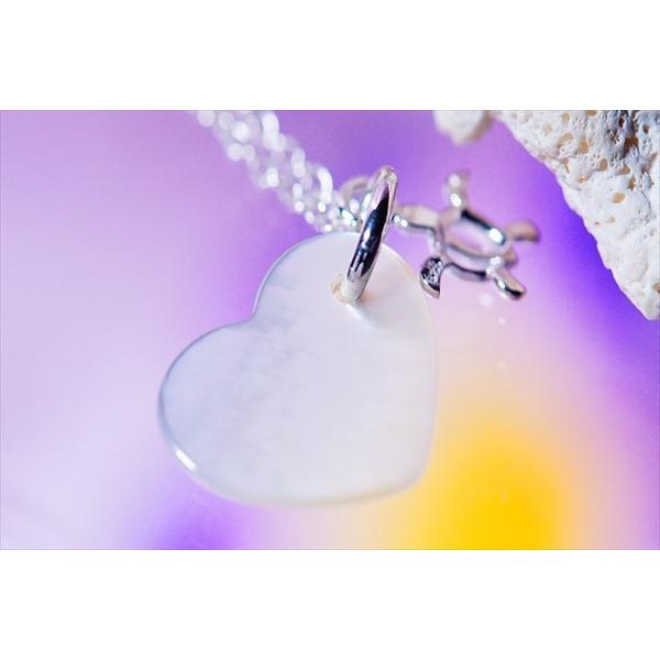 ハワイアンジュエリー 白蝶貝(ホワイトシェル)ハート型プレート ホヌ