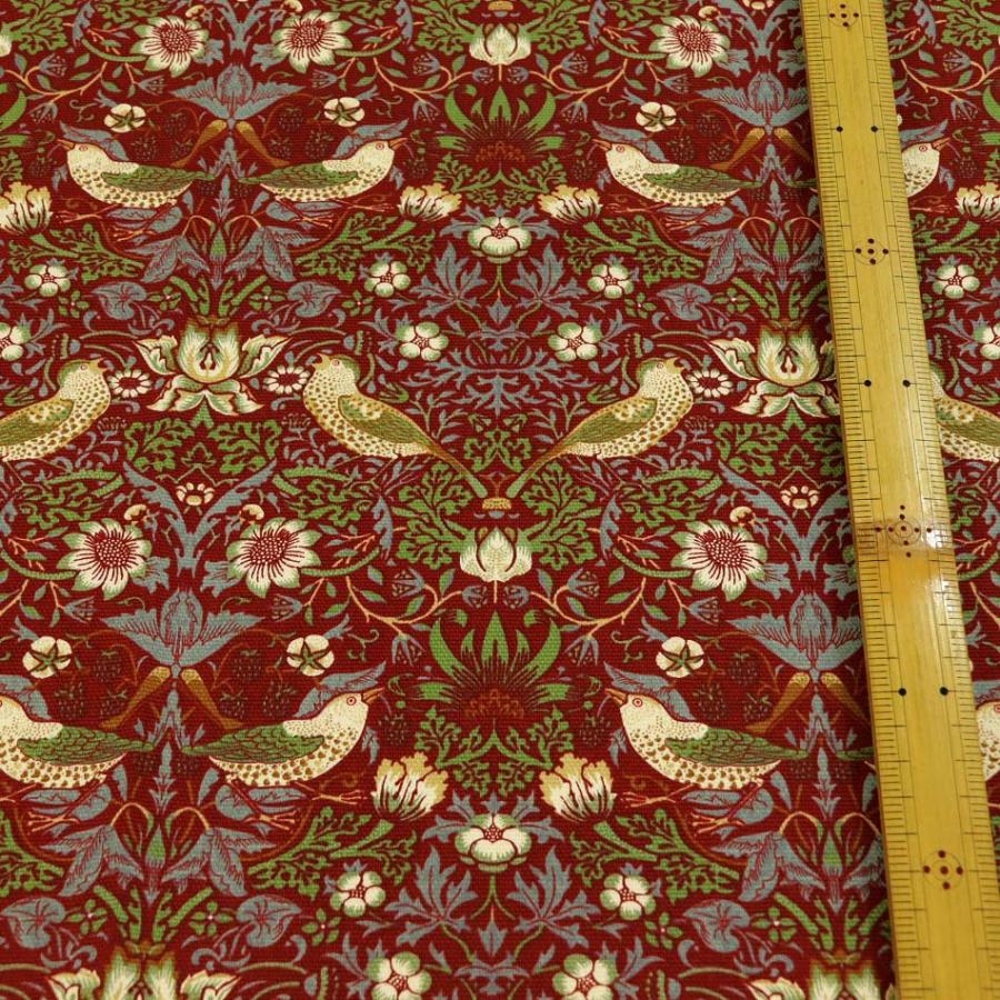 生地 50cm単位 オックス ウィリアムモリス いちご泥棒 (ワインレッド