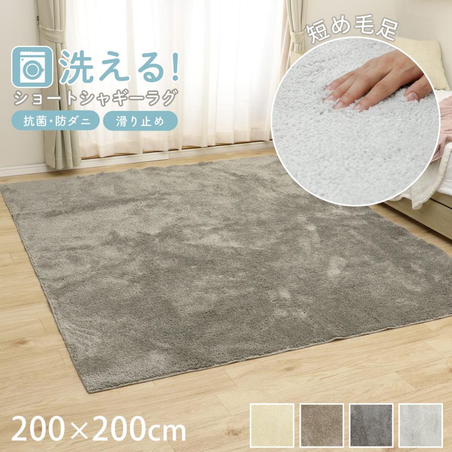 フリーリー 洗える ショート シャギーラグ 200×200cm 毛足 13mm