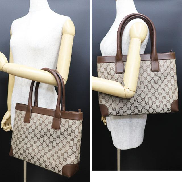 GG グッチ GUCCI GGキャンバス トート バッグ 33890 レザー ベージュ