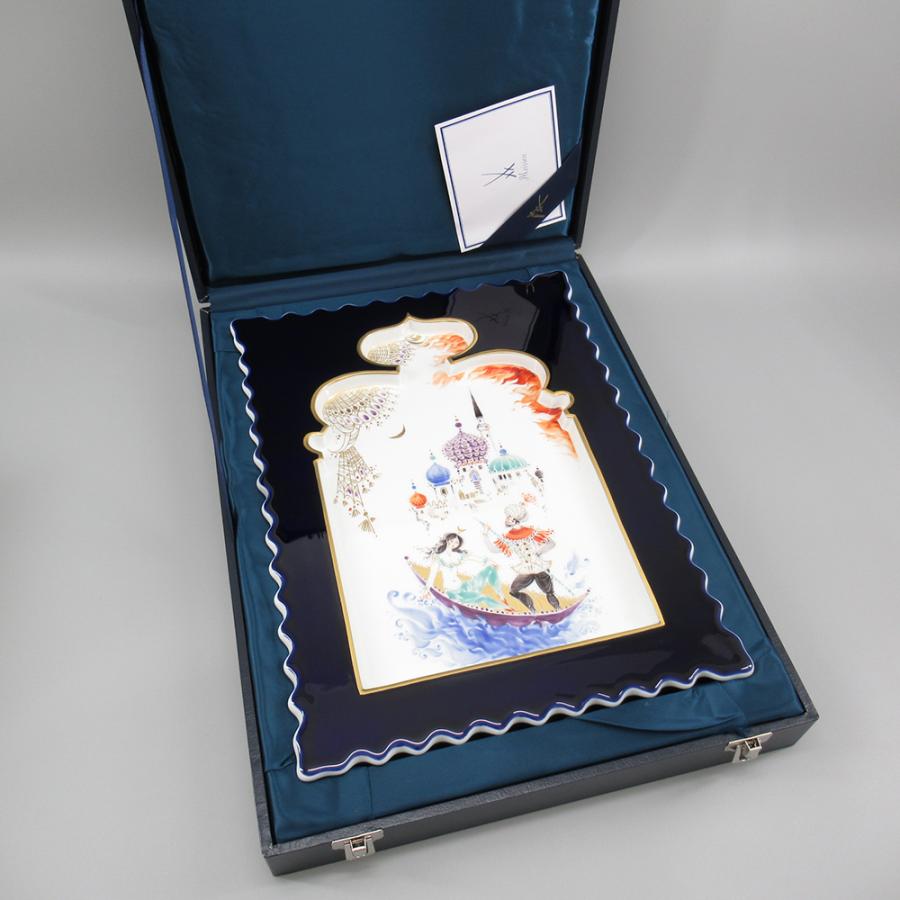 マイセン アラビアンナイト 陶板画 プラーク コバルト 約34cm×25cm 箱