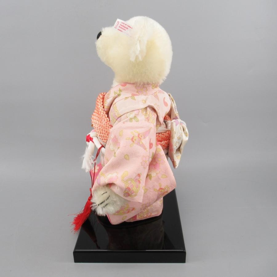 美品 シュタイフ テディベア市松 ピンク 日本限定 着物 箱・台座付き