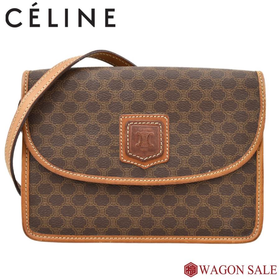 CELINE（セリーヌ） マカダム柄 ショルダーバッグ ブラウン×ゴールド