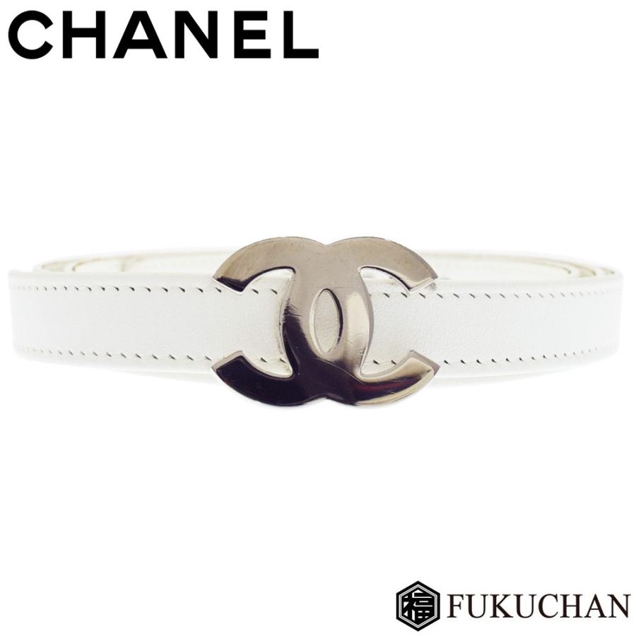 CHANEL（シャネル） ココマーク ベルト ホワイト× シルバー金具