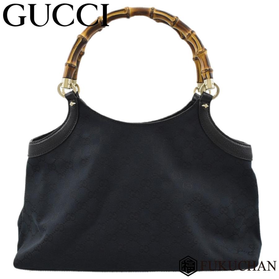 バンブー GUCCI グッチ GGキャンバス トートバッグ ブラック×シルバー