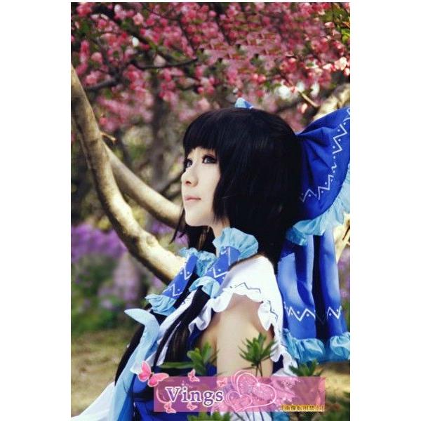 博麗霊夢 コスプレ衣装 東方Project 青霊夢衣装 ウィッグ追加可aa008c0