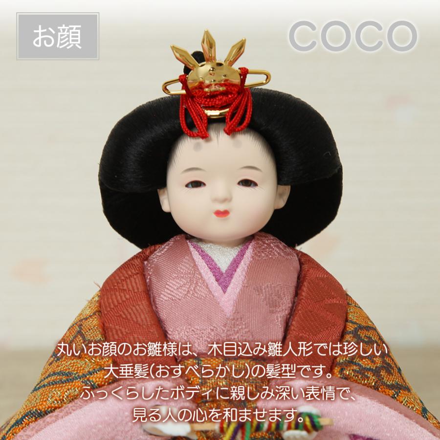雛人形 コンパクト 木目込み雛人形 親王飾り ココ 二曲ピンク屏風